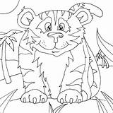 Coloring Tiger Cute Pages Animals Zoo Animal Kids Print Colouring Drawing Baby sketch template
