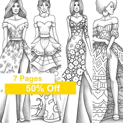 adult coloring book  fashion  clothes colouring pages etsy