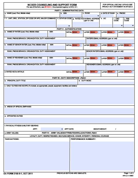 ncoer support form fillable  printable forms