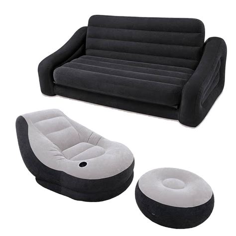 intex inflatable queen size sofa bed inflatable lounge chair ottoman set walmartcom