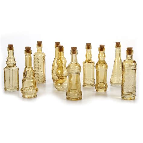 Darice® Amber Colored Mini Glass Bottles With Corks Assorted Shapes