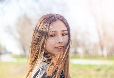 beautiful happy sunshine girl teenager asian european mixed race with