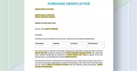 sample purchase order letter   customer assignment point