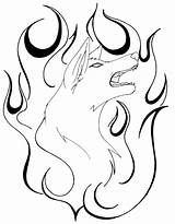 Wolf Flames Tattoo Outline Fire Deviantart Tattoos Designs Bullets Use Tatto Hair Style sketch template