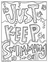 Encouragement Testing Coloring Pages Swimming Keep Just Classroom Board Doodles Quote Kids Sheets Printable Ocean Doodle Inspirational Printables Bulletin Classroomdoodles sketch template