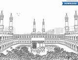 Mecque Kaba Kaaba Weltreligionen Colouring Ausmalen Hajj Mecca Dekorationen Bewegung Muslim Malvorlagen Malbögen Haram Kinder sketch template