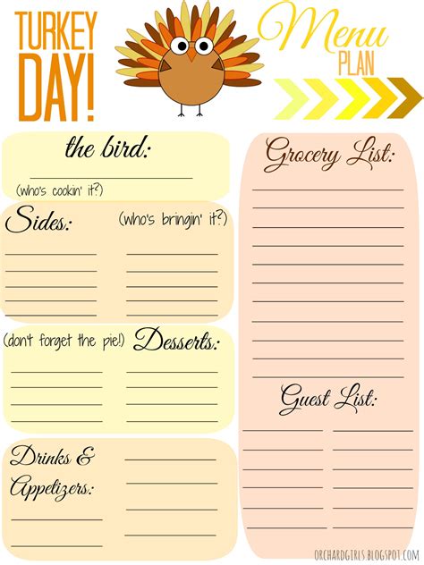 printable thanksgiving food checklist