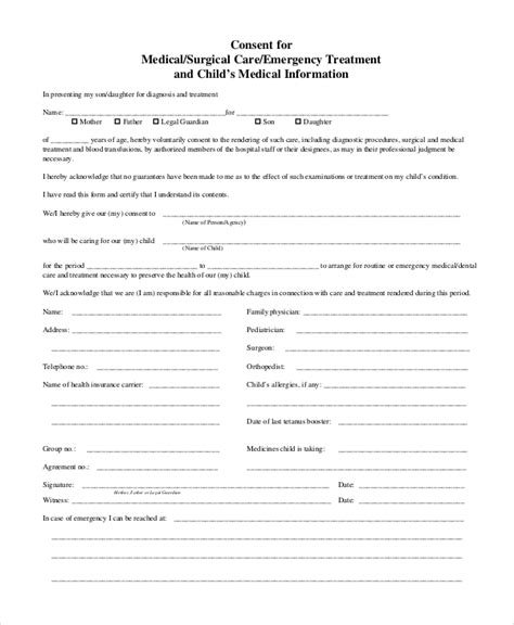 sample medical consent forms   ms word