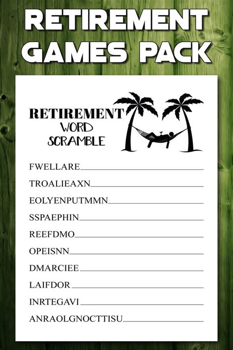 retirement party games  printable printable word searches