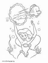 Coloring Flounder Mermaid Little Ariel Pages Playing Together Colouring Drawings Disney Choose Board Popular Princess sketch template