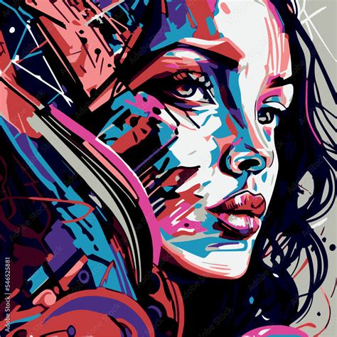 graffiti woman vector illustration pop art modern graphic design
