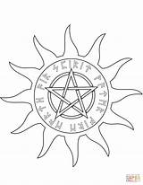Coloring Pages Wiccan Pentagram Elements Five Wicca Drawing Getdrawings Dot sketch template