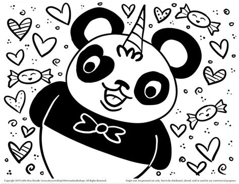 pandacorn doodle printable cute kawaii coloring page  kids