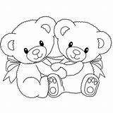 Teddy Bear Coloring Pages Two Little Heart Valentine Kids Drawing Color Print Tatty Getcolorings Amazing Size Printable sketch template