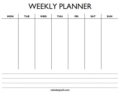 weekly planner printable printableecom   weekly planner