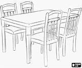 Comedor Tafel Sillas Stoelen Eetkamer Colorear Jantar Cadeiras Tisch Stühle Kleurplaat Taula Lar Menjador Dibuixos Stoel Desenho Cadeira Silla Sessel sketch template