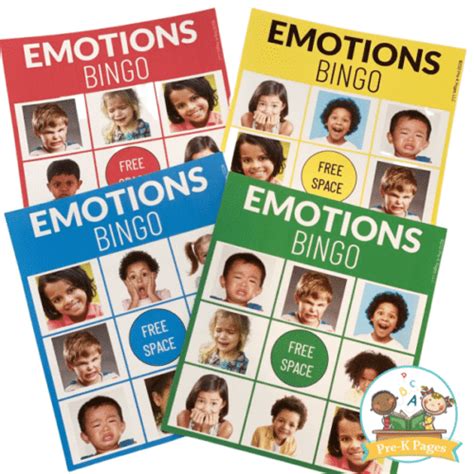 emotions bingo game  preschoolers pre  pages