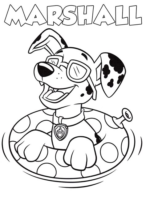 marshall paw patrol coloring pages printable chase  marshall paw