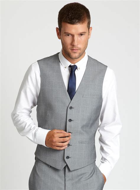 light grey check slim fit waistcoat grey vest groomsmen groom  groomsmen suits vest  tie