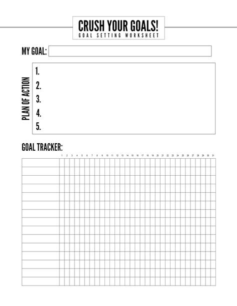 printable goal setting worksheet paper trail design