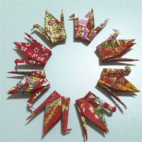red toned washi japanese origami paper cranes  origamipalace