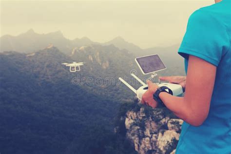 woman flying drone  photo stock image image  female attraction