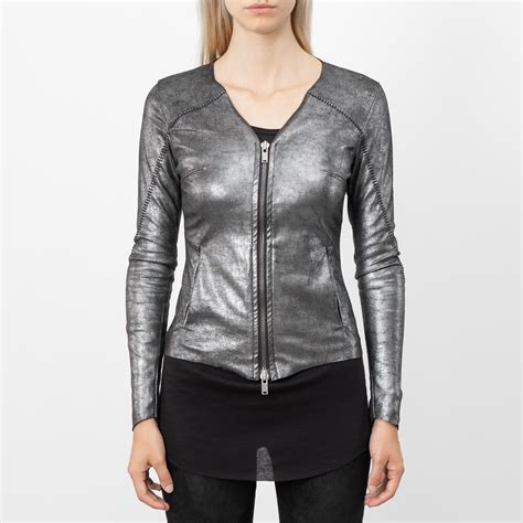silver coated leather jacketwolfensson