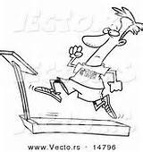 Treadmill Sprinting Cartoon sketch template