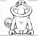 Monkey Proboscis Cartoon Clipart Outlined Grinning Vector Thoman Cory Coloring Happy Clipartof sketch template