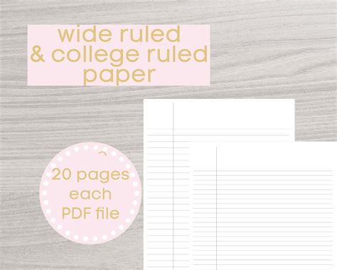 printable lined paper  college ruled paper wide ruled paper