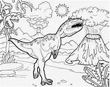 Coloring Dinosaur Volcano sketch template