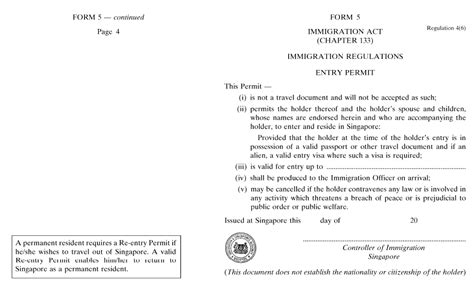 Immigration Regulations Singapore Statutes Online
