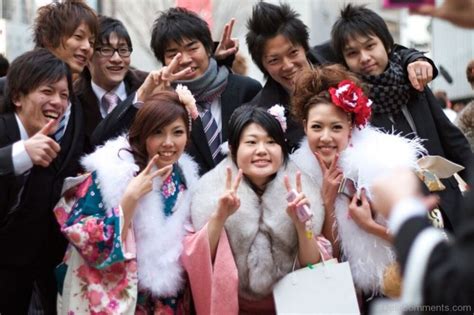 people celebrating coming of age day in japan