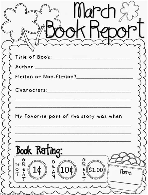 printable book report template st grade printable templates