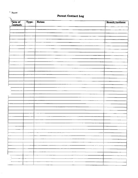 simple communication log template  teachers   detailed
