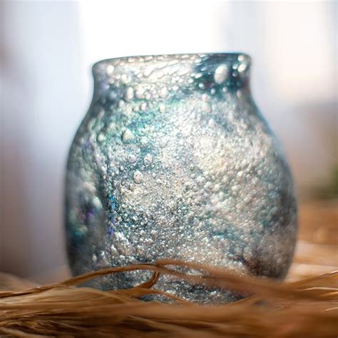 Blue Bubble Hand Blown Glass Vase Rusticreach