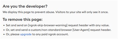 linux ngrok browser warning bypass server fault