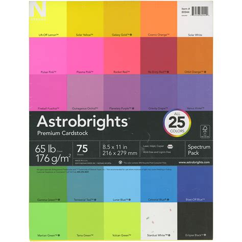astrobrights spectrum cardstock pack  pkg  colors   ebay