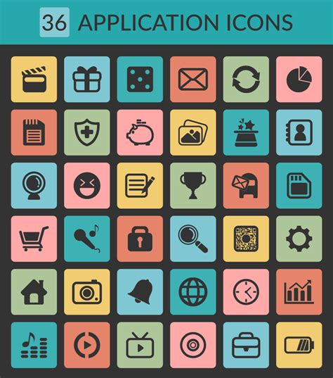 36 application icons free download freebies fromdev