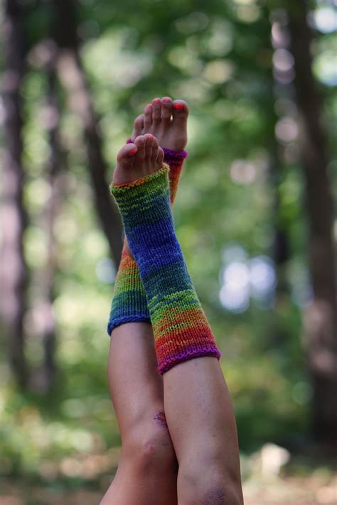 Rainbow Socks Yoga Socks Best Friend T Handknit Leg Etsy
