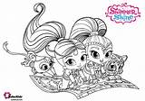 Shimmer Shine Carpet Flying Coloring Pages Bubakids sketch template