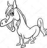 Caballo Cavallo Granja Caballos Graciosos Caricatura Cavalos Fumetto Fino Divertente sketch template