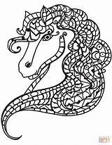 Coloring Horse Zentangle Head Pages Horses Supercoloring Printable Animals Mandala Categories sketch template