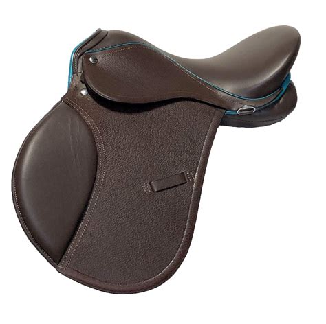 equitem  purpose ap leather english saddle  teal trim dark brown horse  pony depot