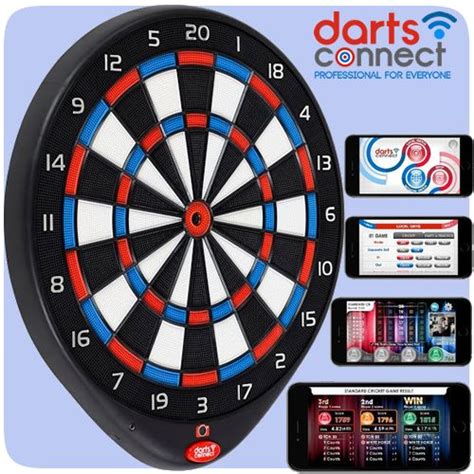 darts connect  ultimate  dartboard  built  camera play  wi fi black