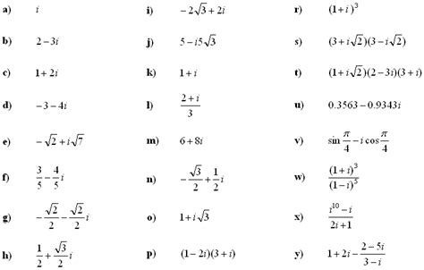 math exercises math problems complex numbers  complex equations