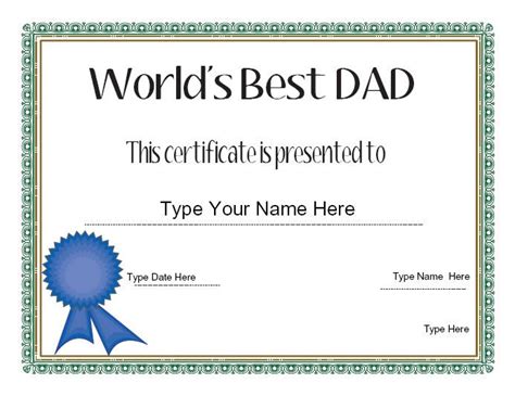 certificate template  dad certificate