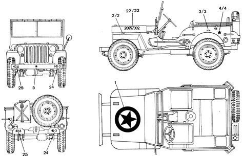 car blueprints  jeep willys suv blueprint