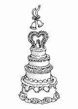 Cake Wedding Coloring Pages Cakes sketch template