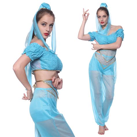 Blue Princess Jasmine Genie Belly Dancer Arabian Nights